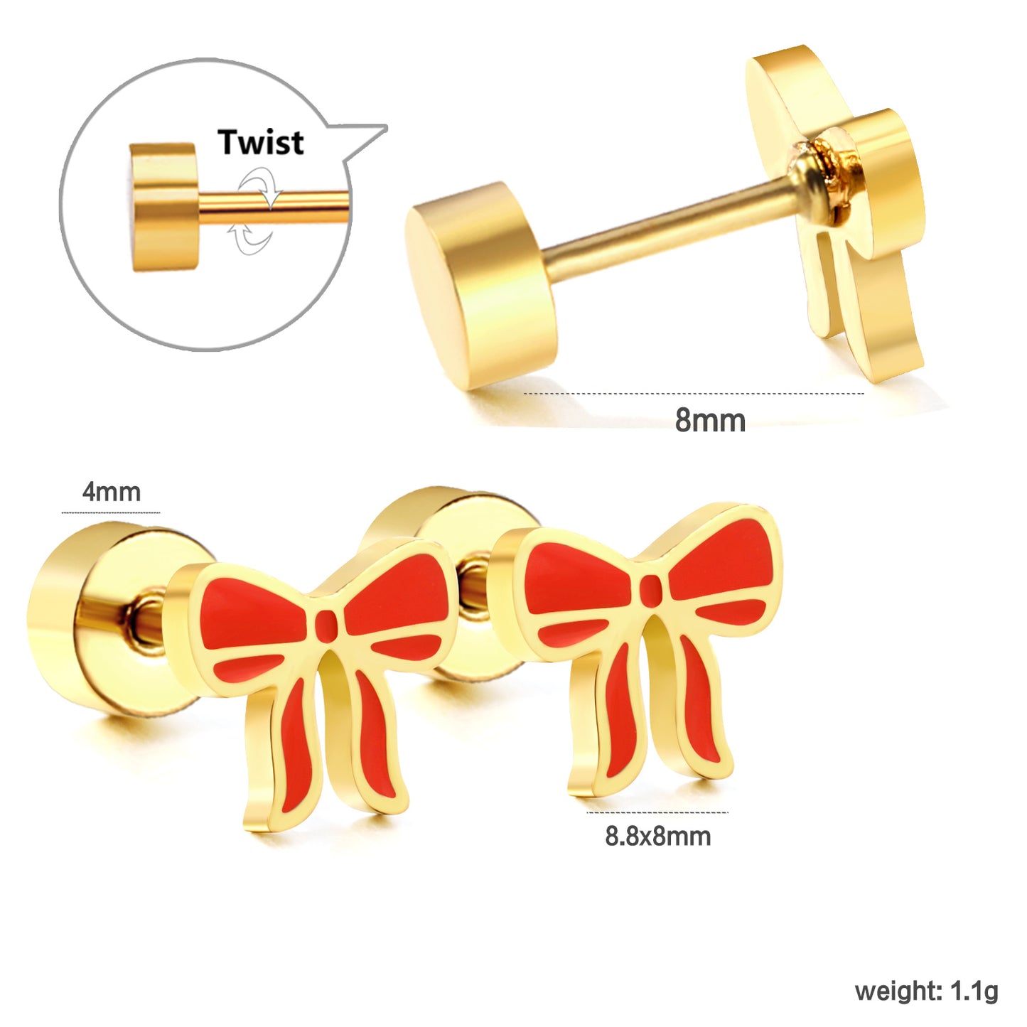 Red bow studs