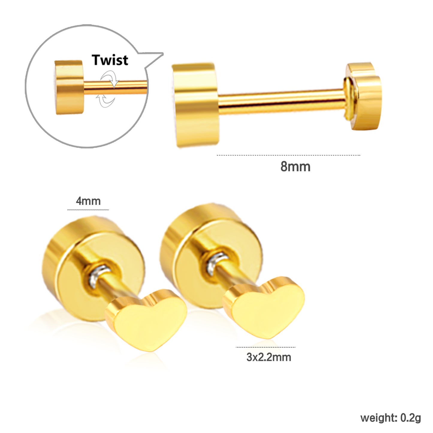 Dainty Heart Stud Earrings