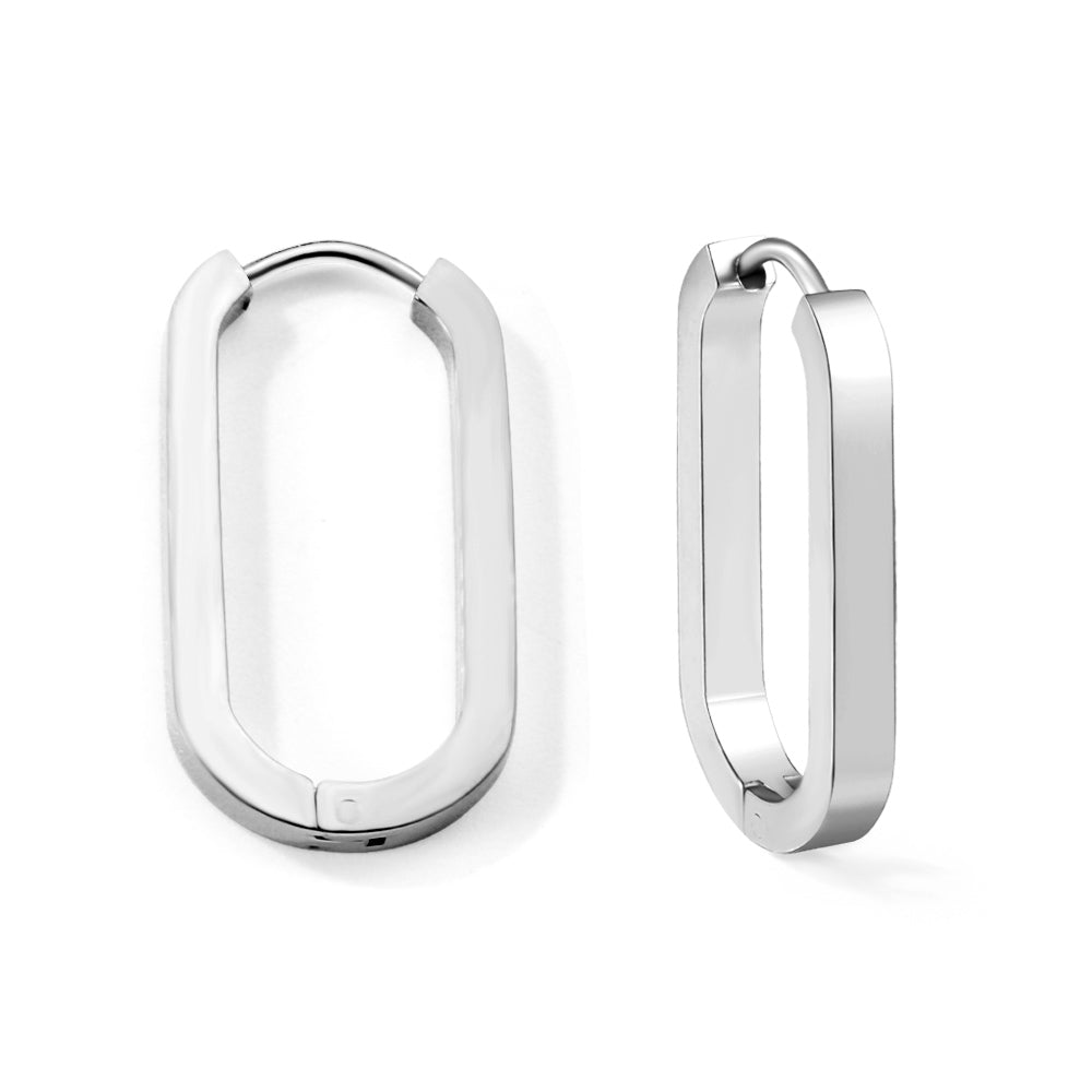 Basic Silver Oblong Hoops