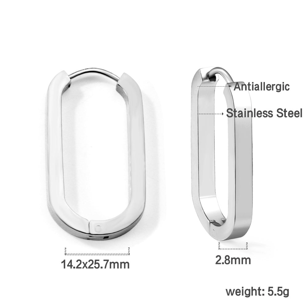 Basic Silver Oblong Hoops