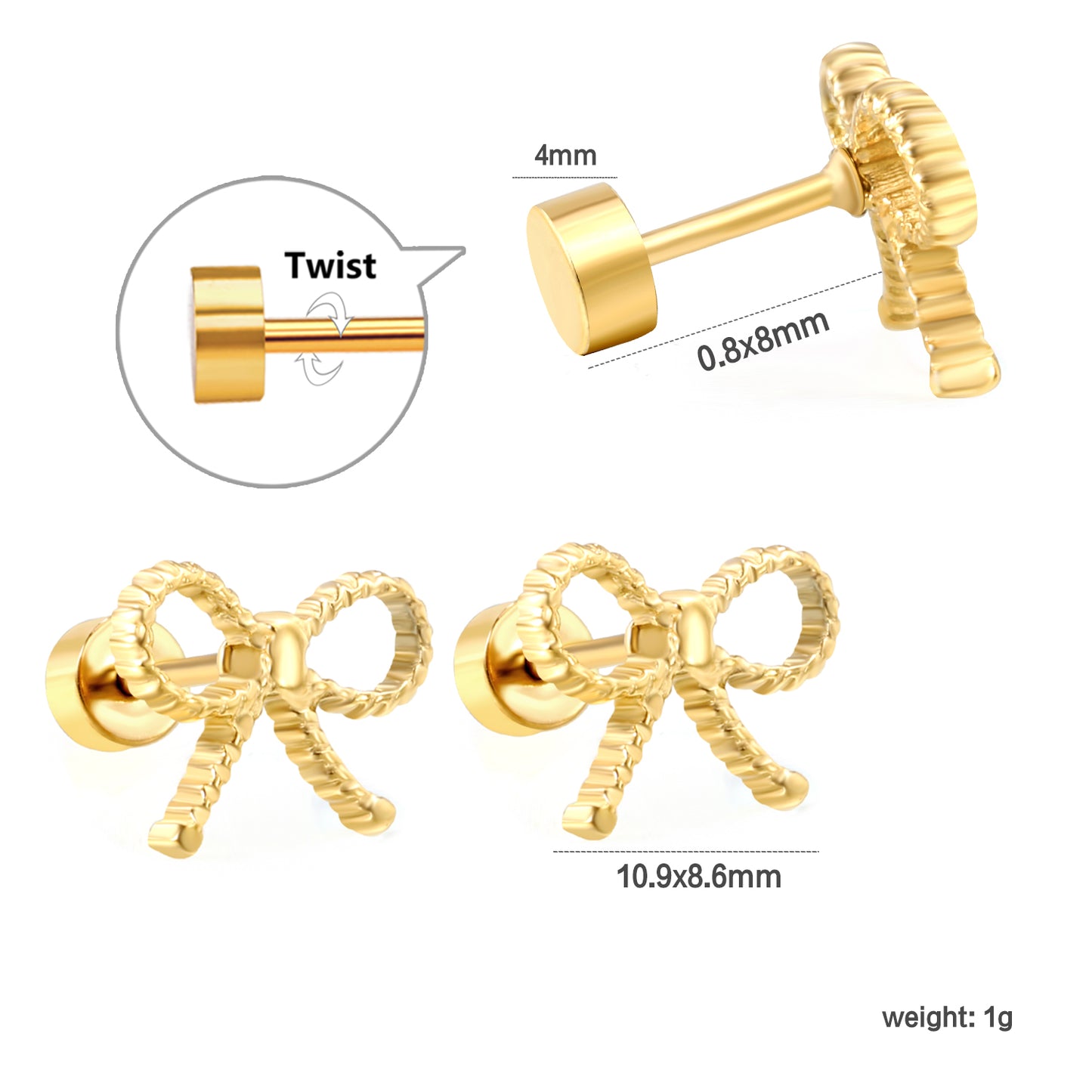 Twist Bow Stud Earrings