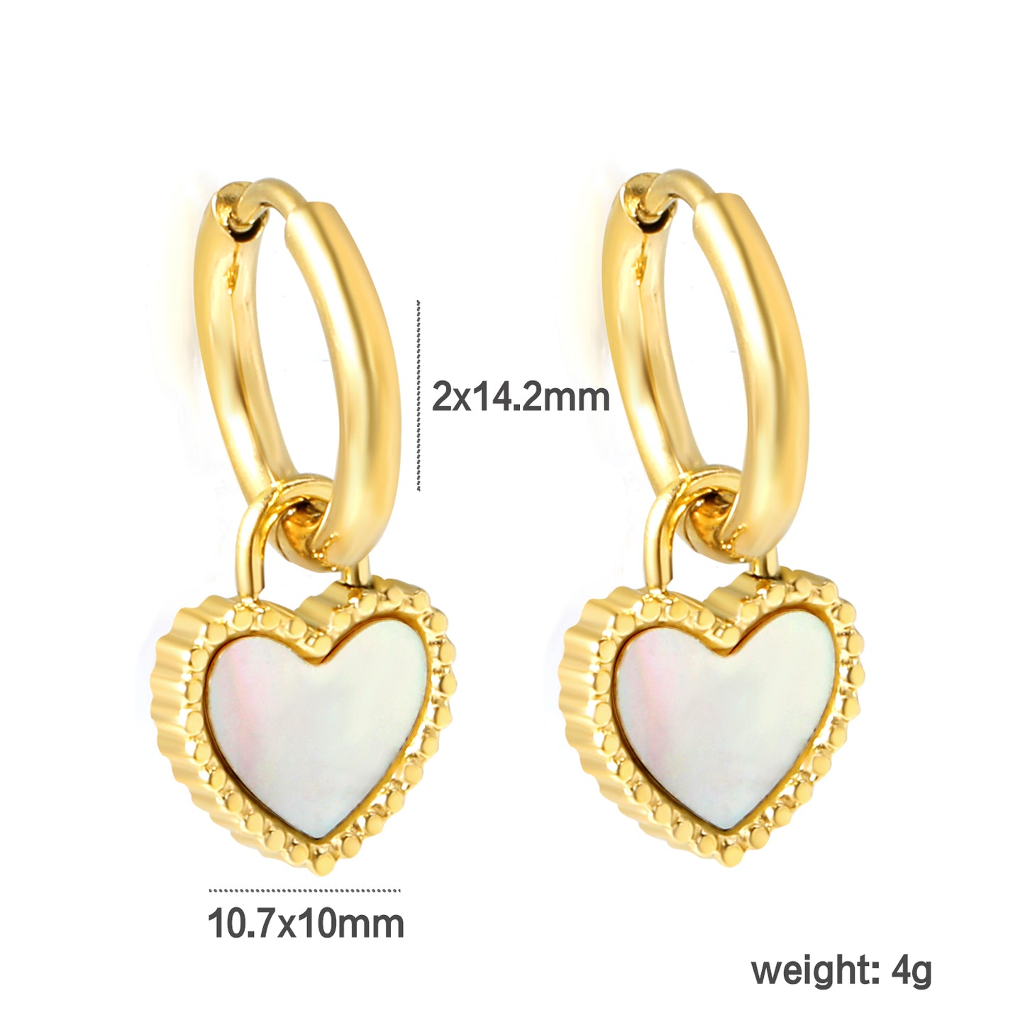 Gold and White opal charm hoop earrings