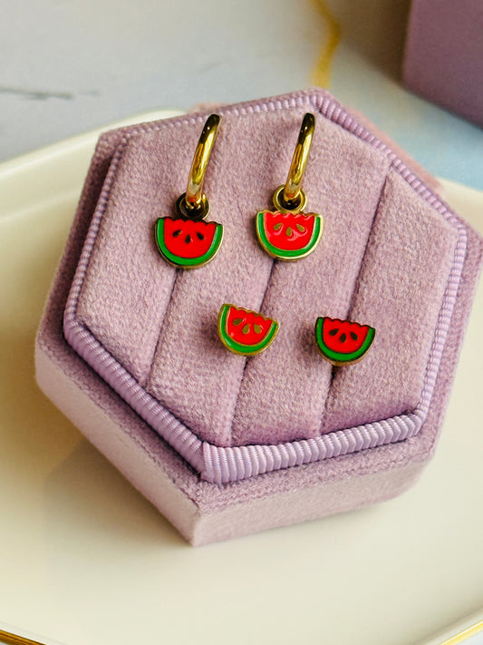 Watermelon Charm Hoops