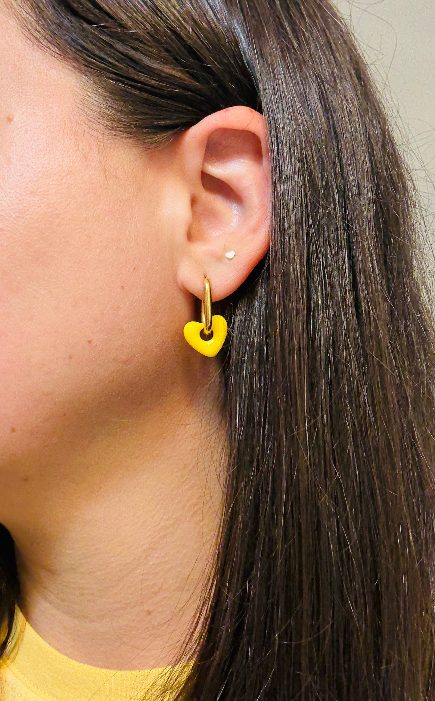 Pink Heart Oblong Hoops