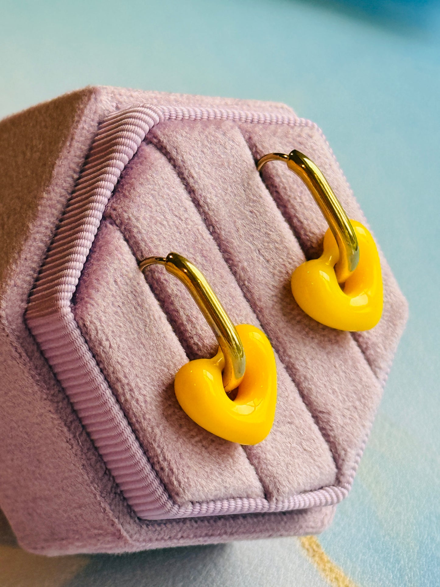Yellow Heart Oblong Hoops