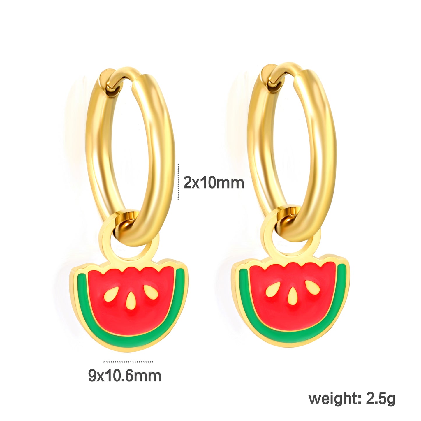 Watermelon charm hoops