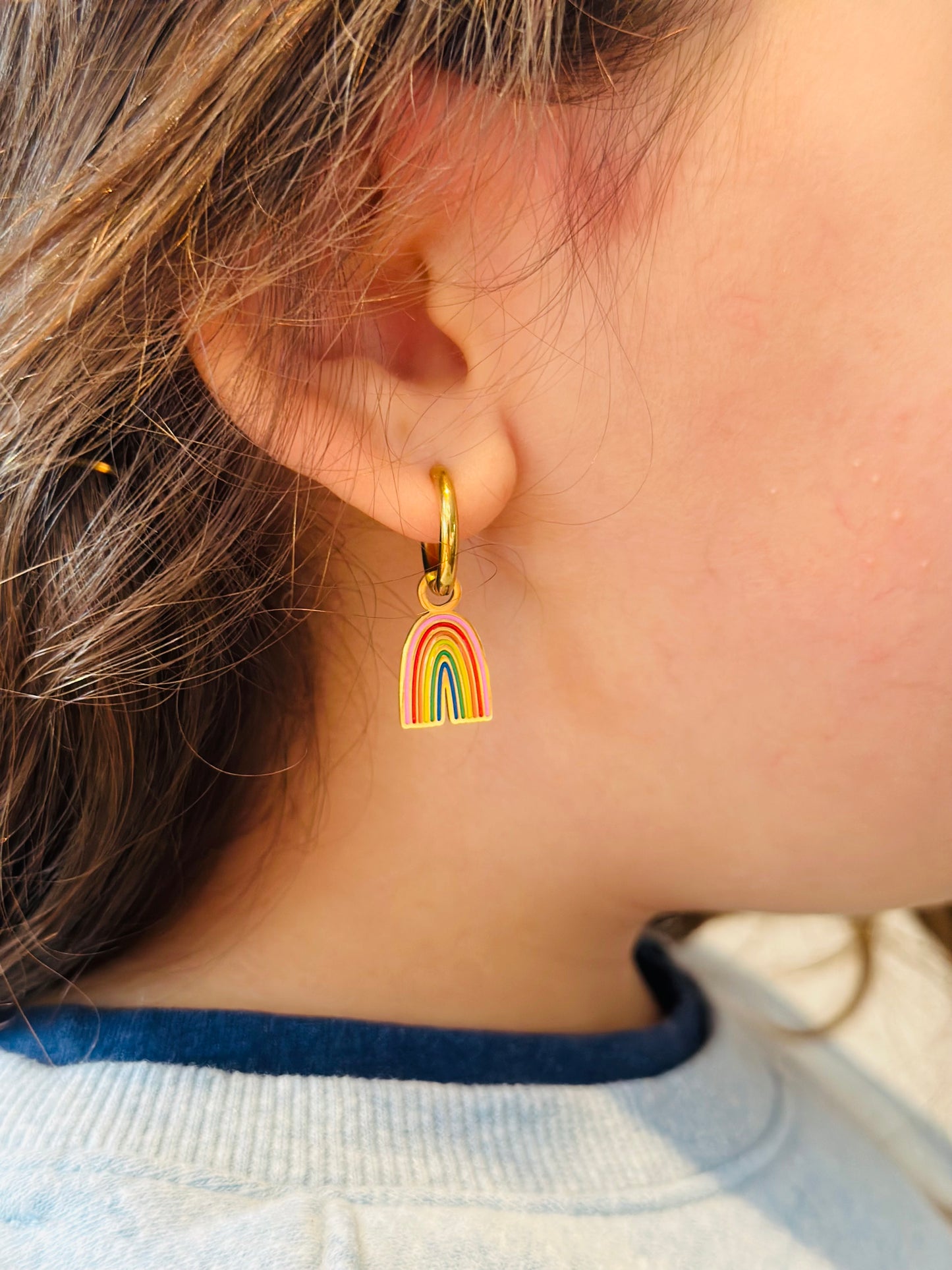 Rainbows charm hoops