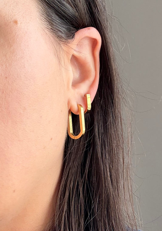 Basic Gold Oblong Hoops