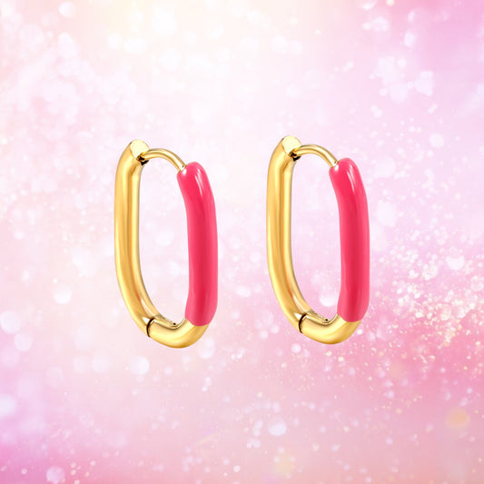 Hot Pink Oblong Hoops