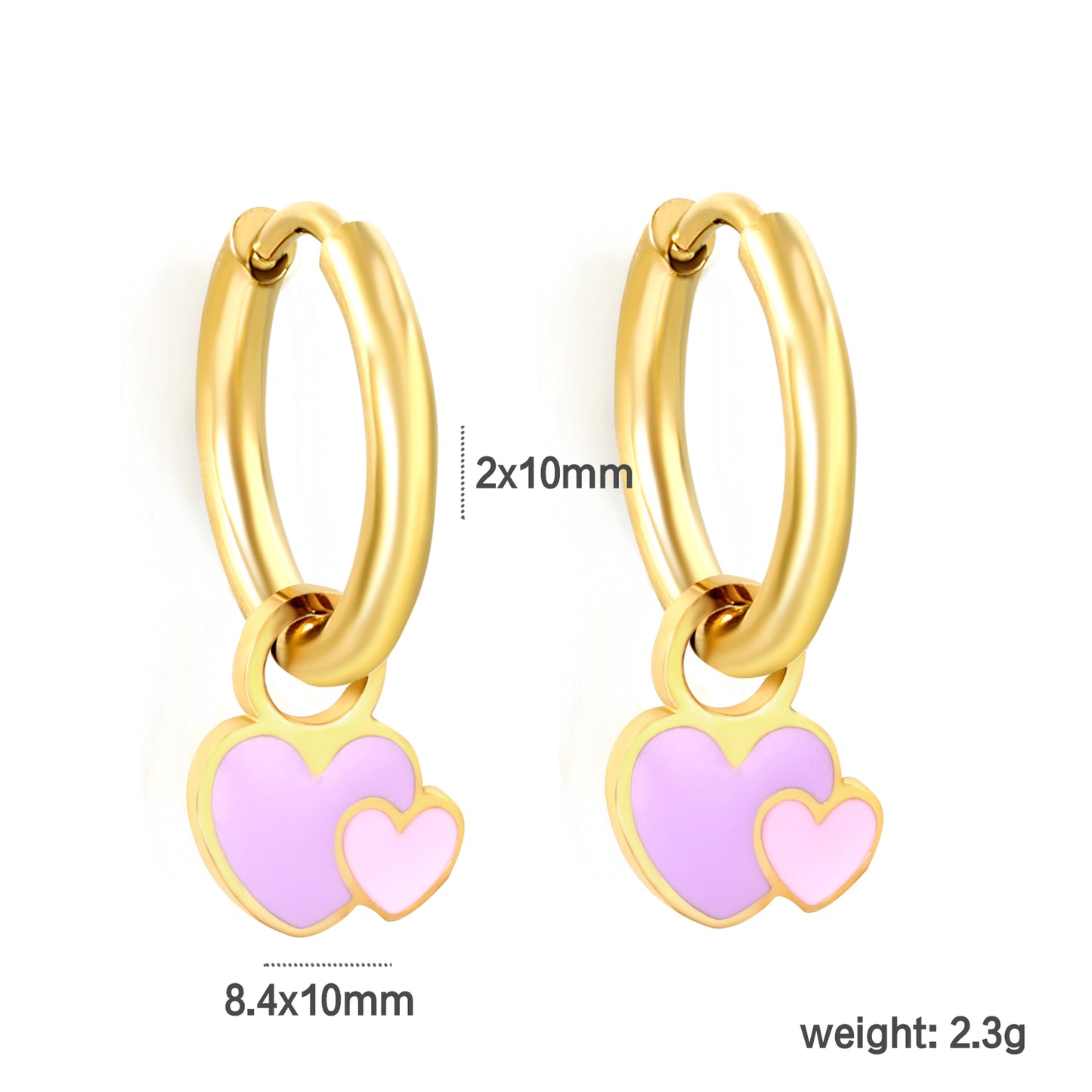 Double Heart charm hoops