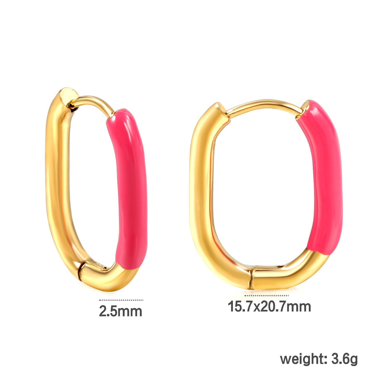 Hot pink oblong hoops