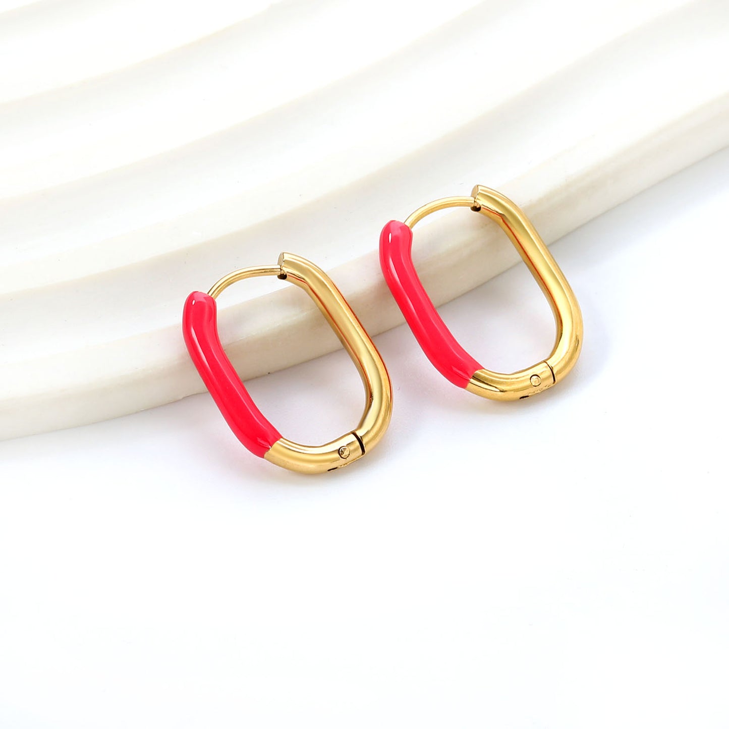 Hot pink oblong hoops