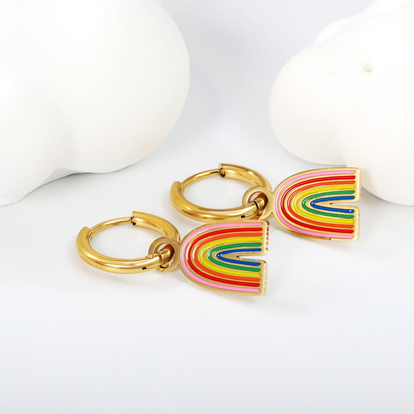 Rainbows charm hoops