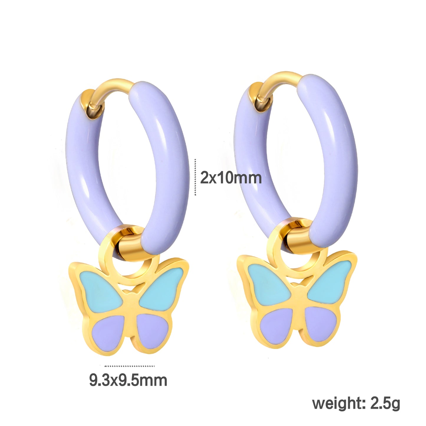 Spring butterfly charm hoops