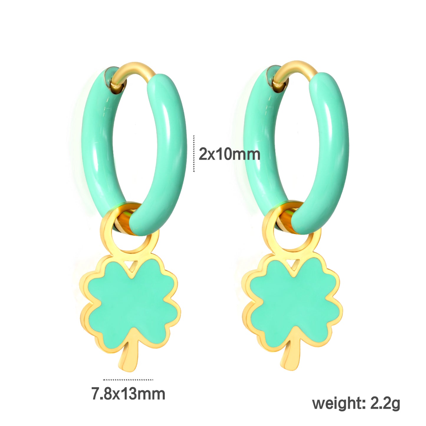 Shamrock charm with enamel hoops