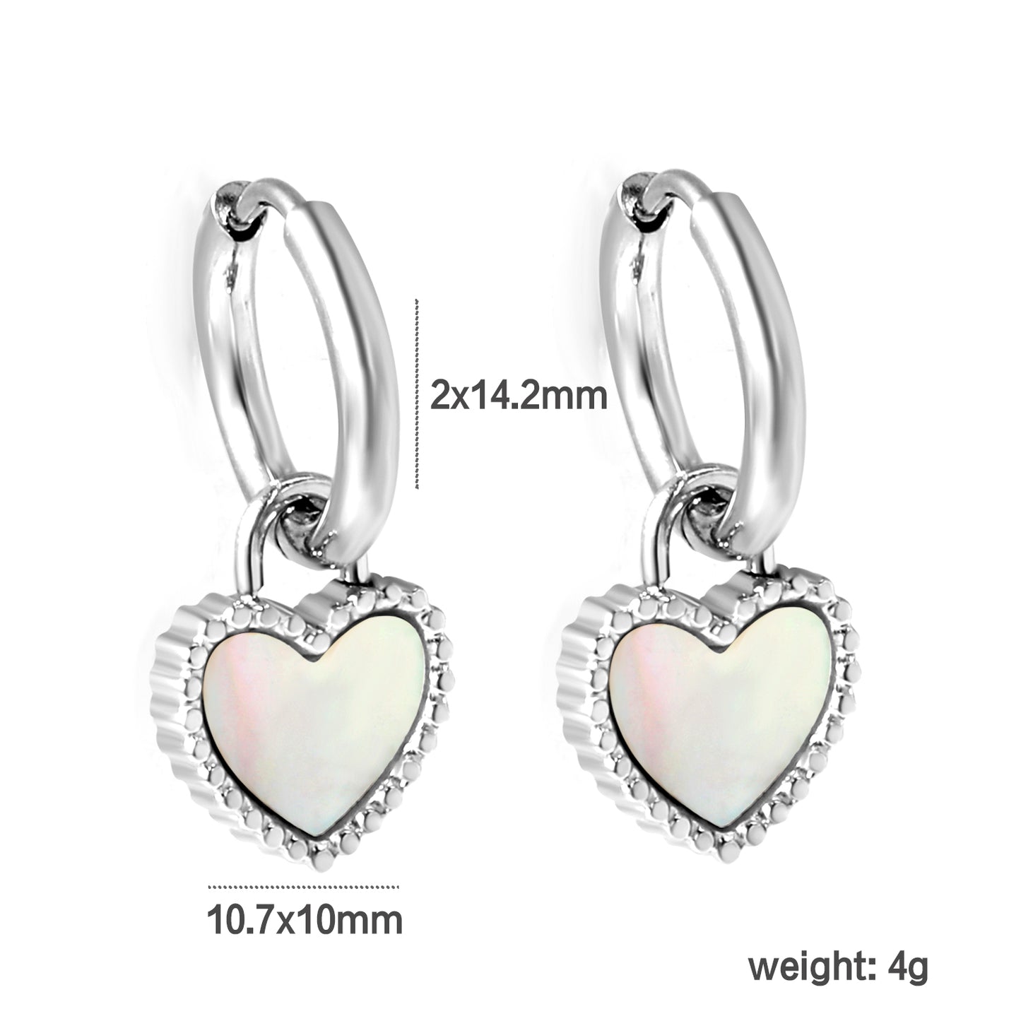Silver and White Opal Charm Hoops