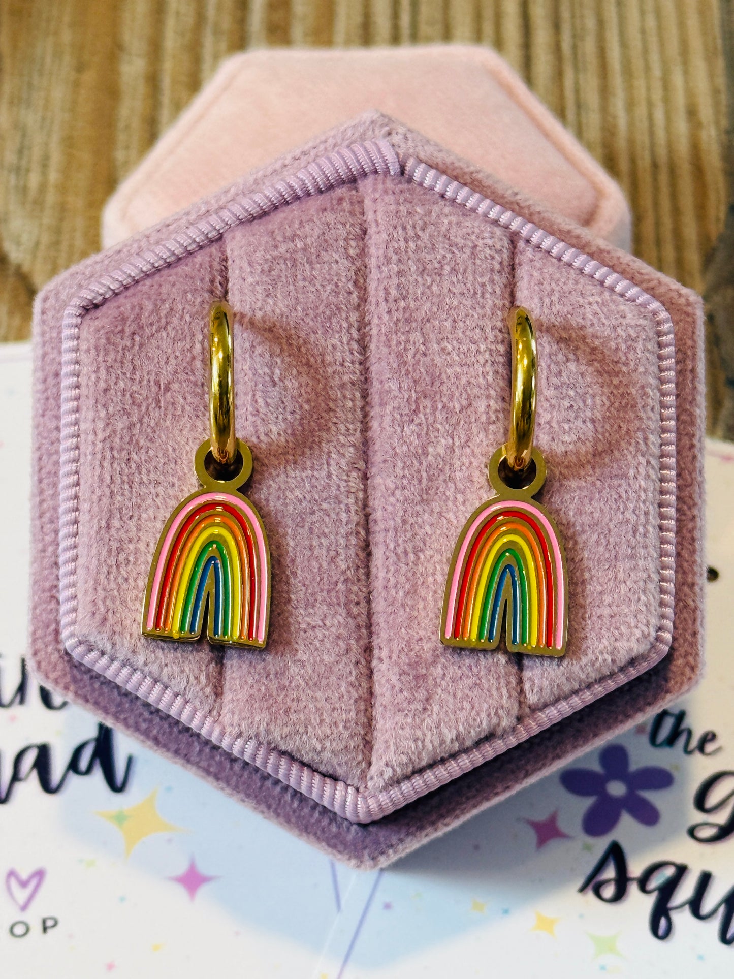 Rainbows charm hoops