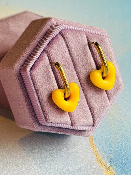 Yellow Heart Oblong Hoops
