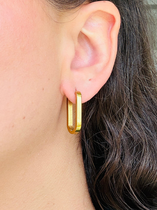 Basic Gold Oblong Hoops