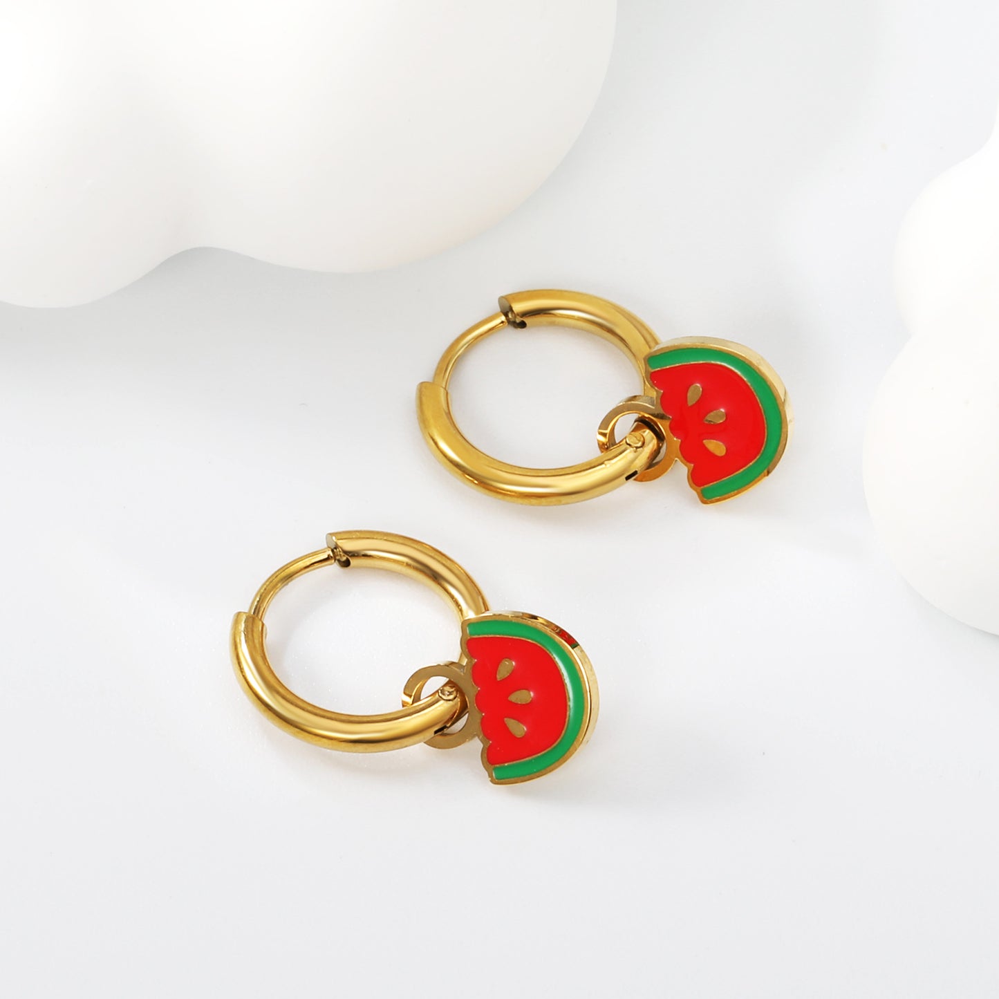 Watermelon charm hoops