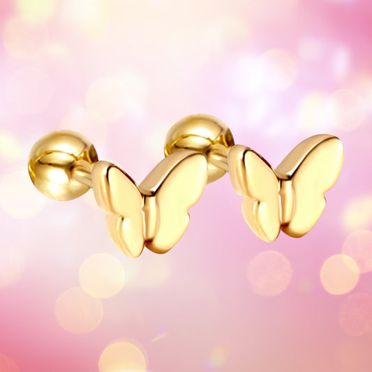 Golden butterfly studs