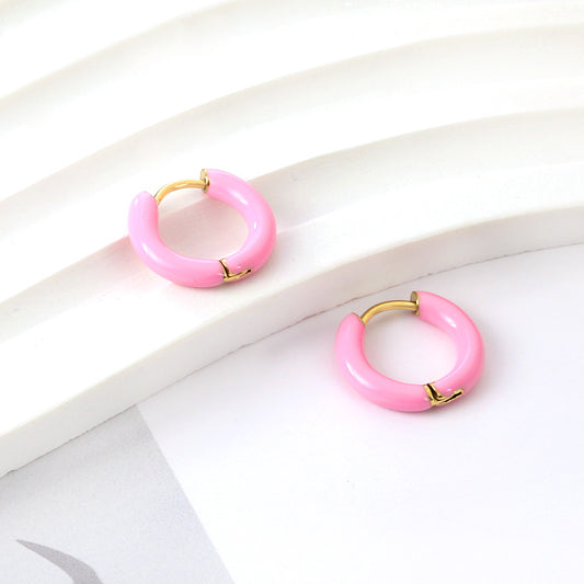Pink Enamel Hoops