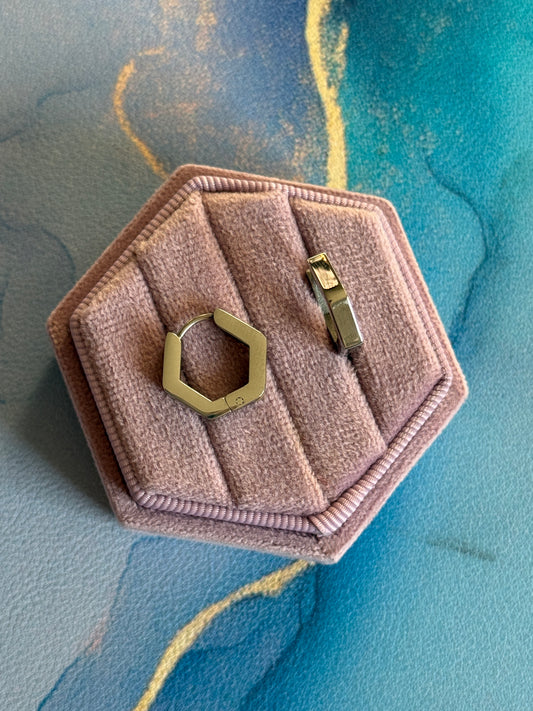 Silver Hexagon Hoops