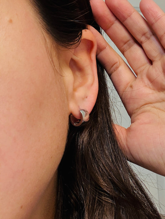 Super Chunky Silver Huggie Hoops