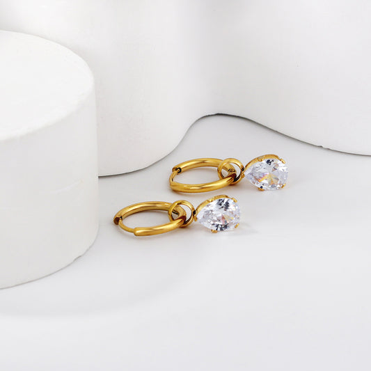 Pear Cut Charm Hoops