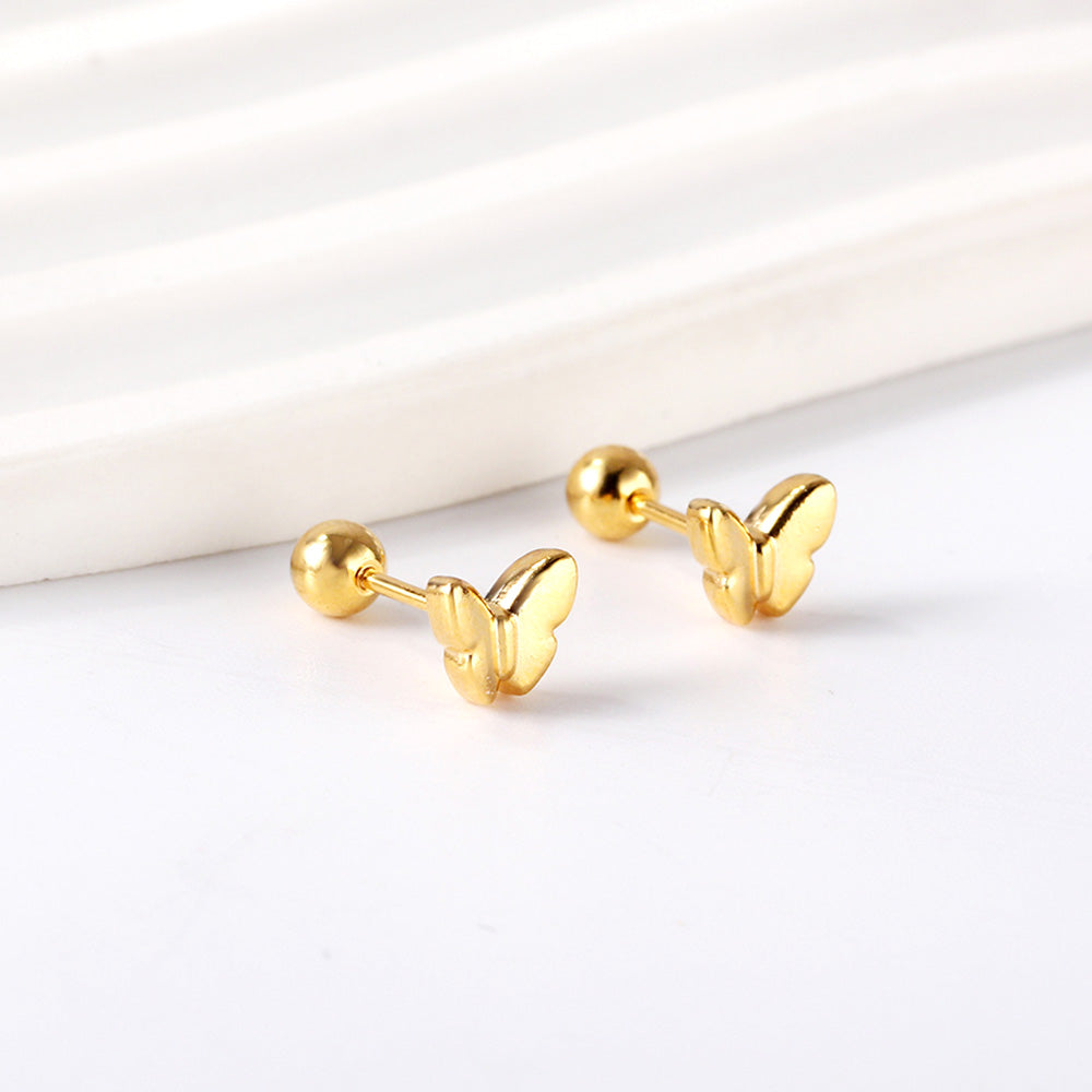 Golden butterfly studs