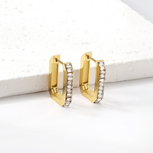 Pave oblong hoops on white background. showing detail