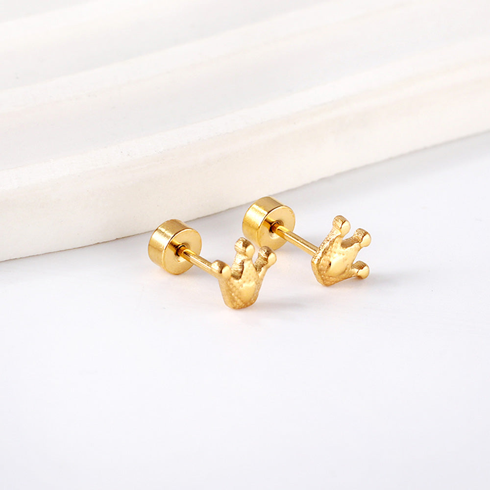 Princess Crown Studs on a shite background