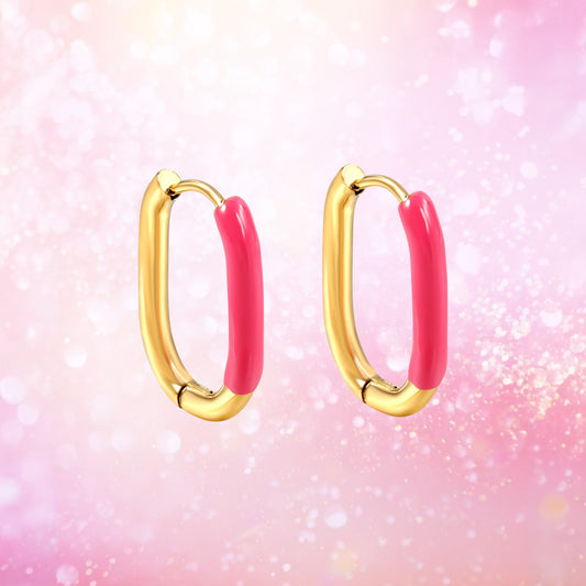 Hot pink oblong hoops