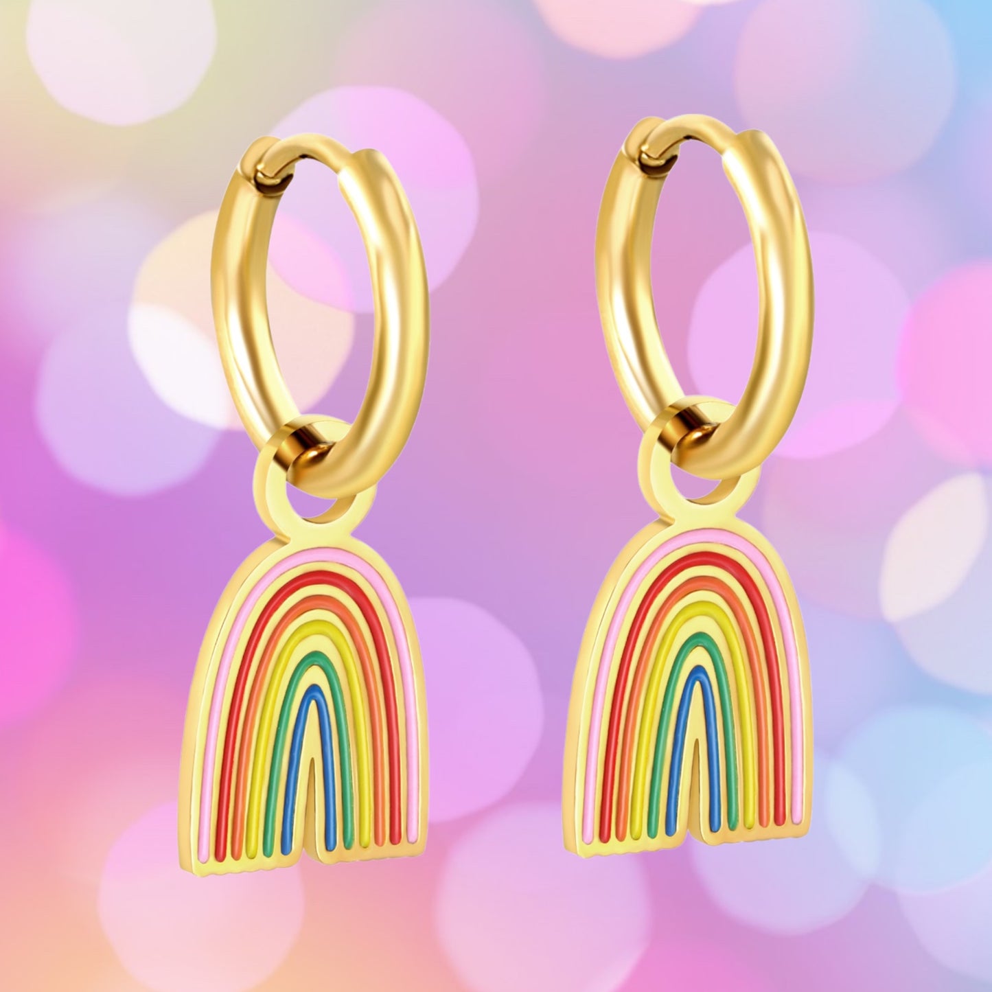 Rainbows charm hoops