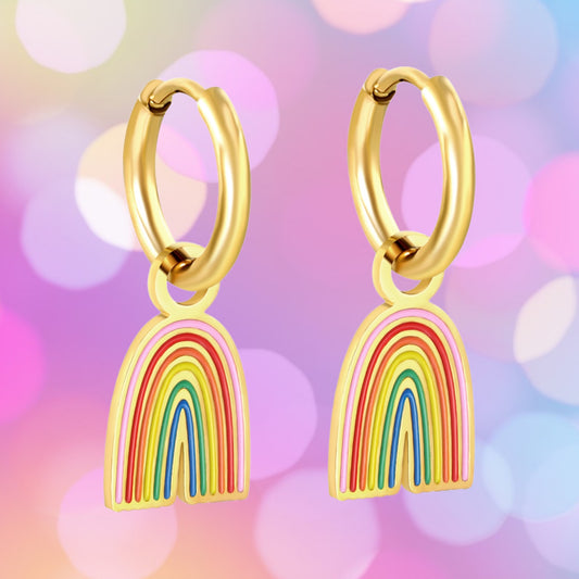 Rainbows charm hoops