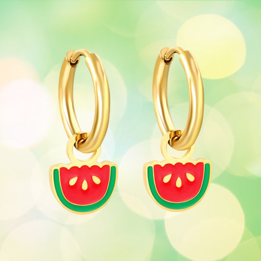 Watermelon charm hoops