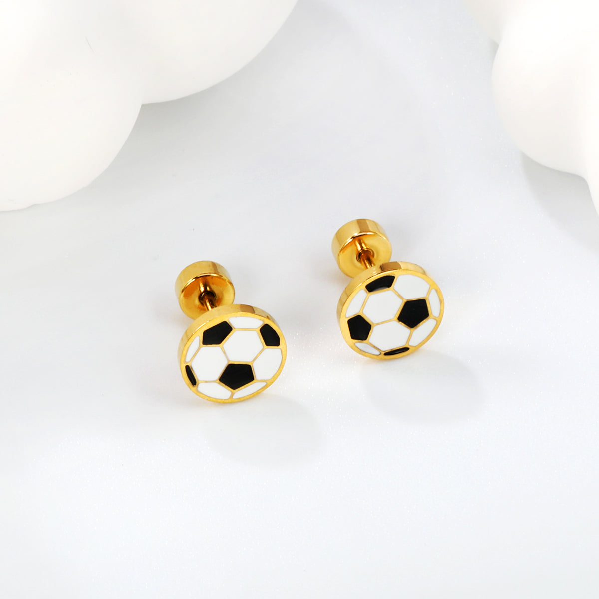 Soccer ball studs shown on white backdrop