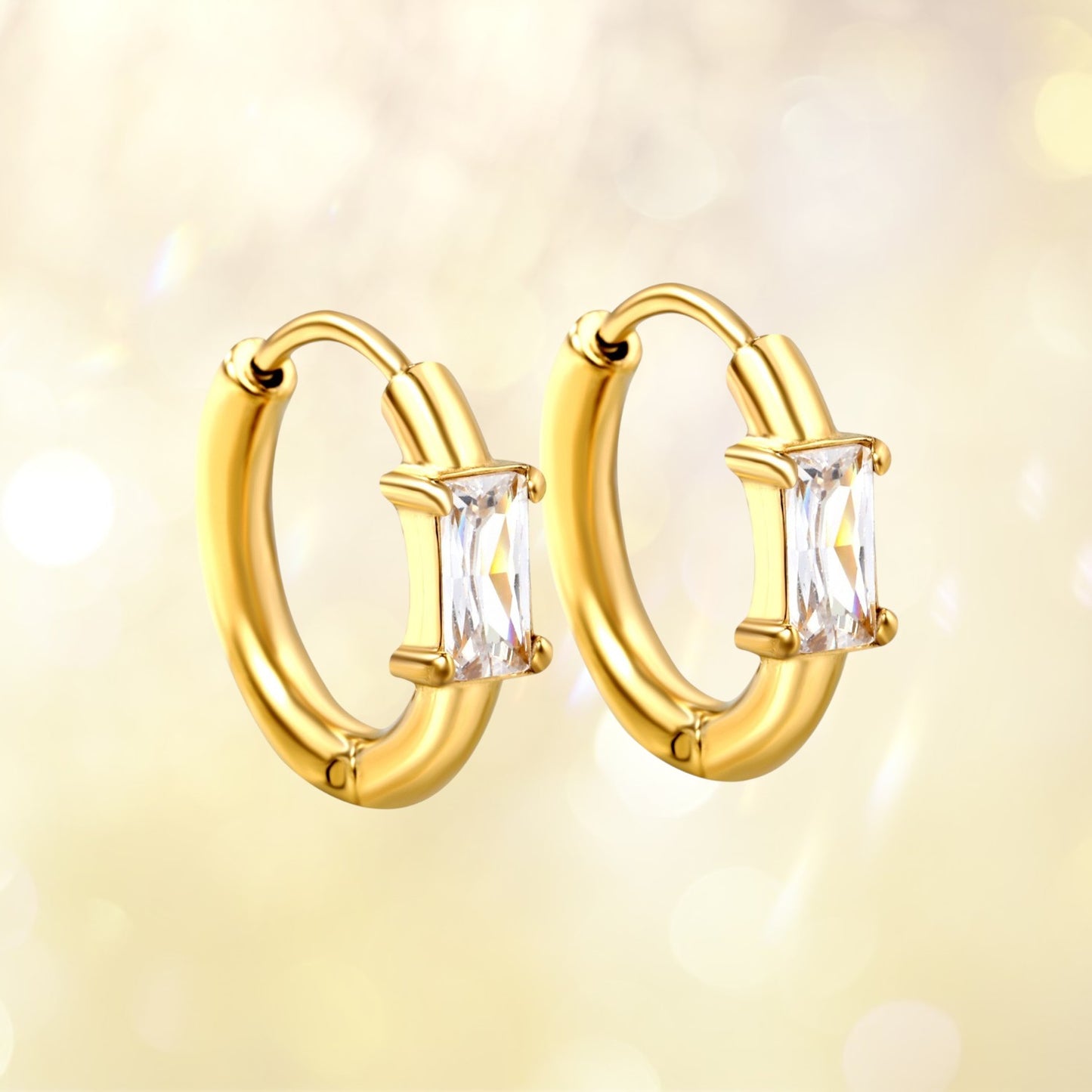 Baguette crystal hoops