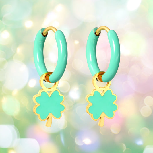 Shamrock charm with enamel hoops