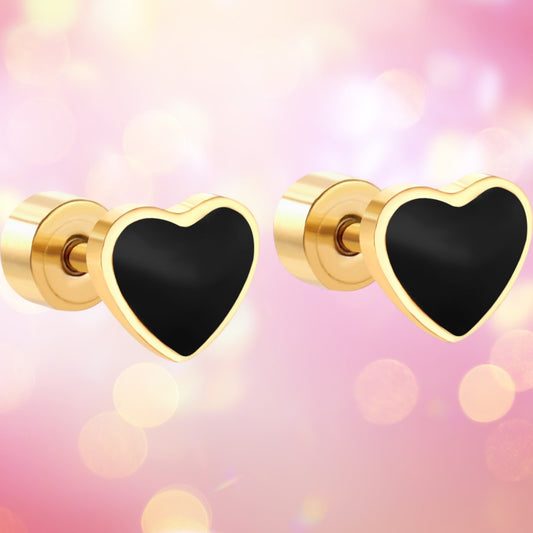 Black heart studs